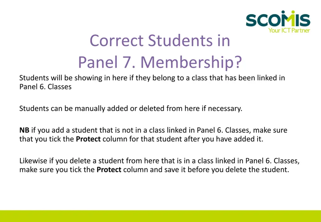 correct students in panel 7 membership students