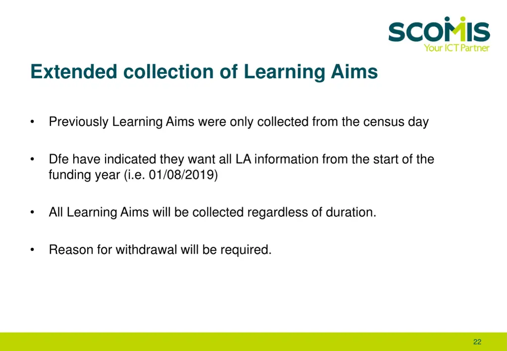 extended collection of learning aims