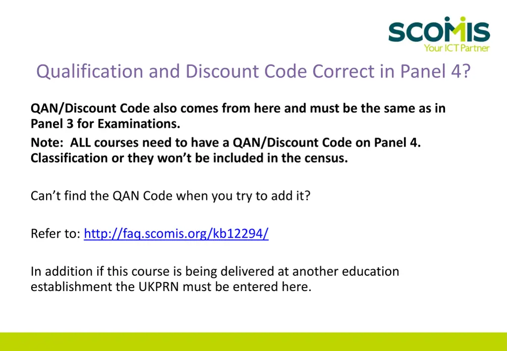 qualification and discount code correct in panel 4