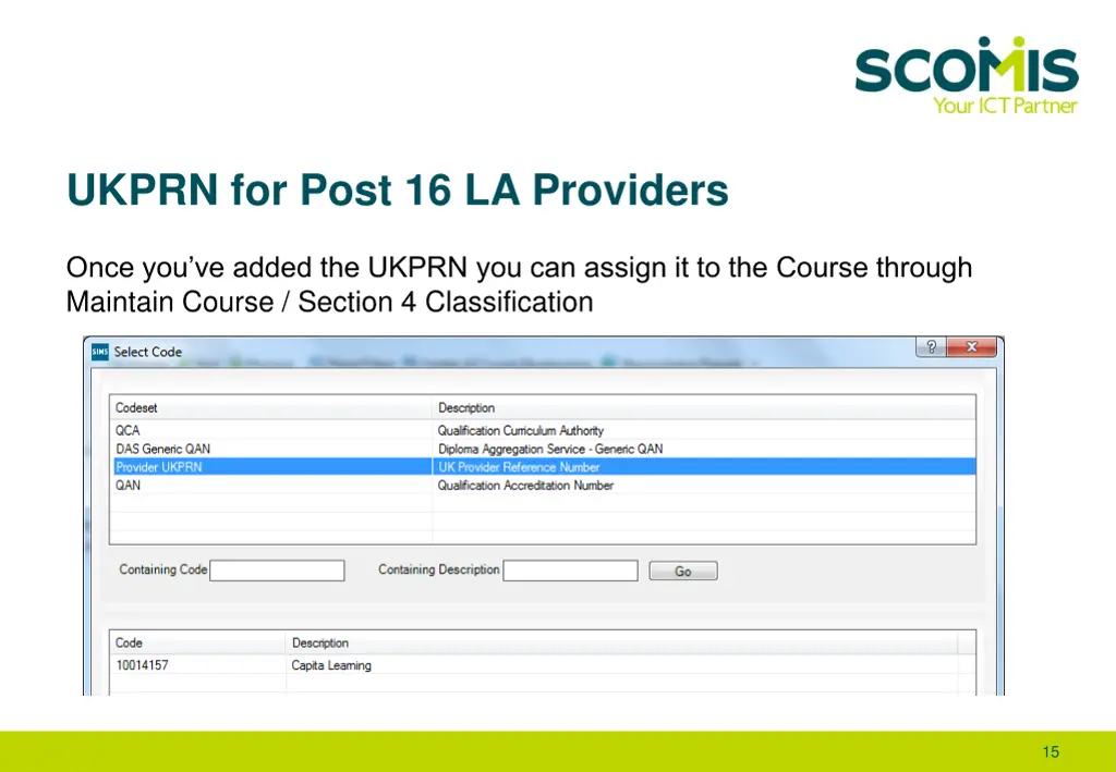 ukprn for post 16 la providers