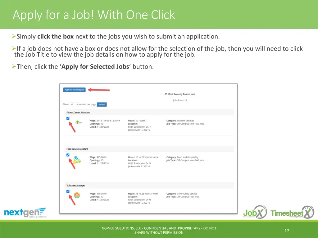 apply for a job with one click