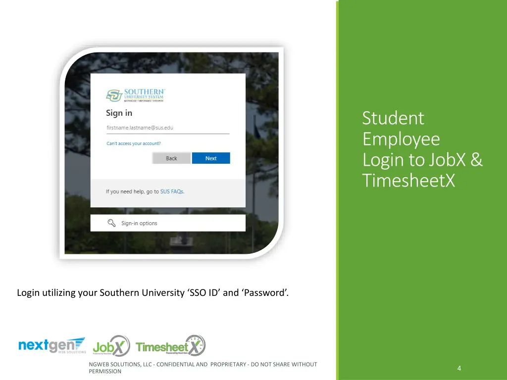 student employee login to jobx timesheetx