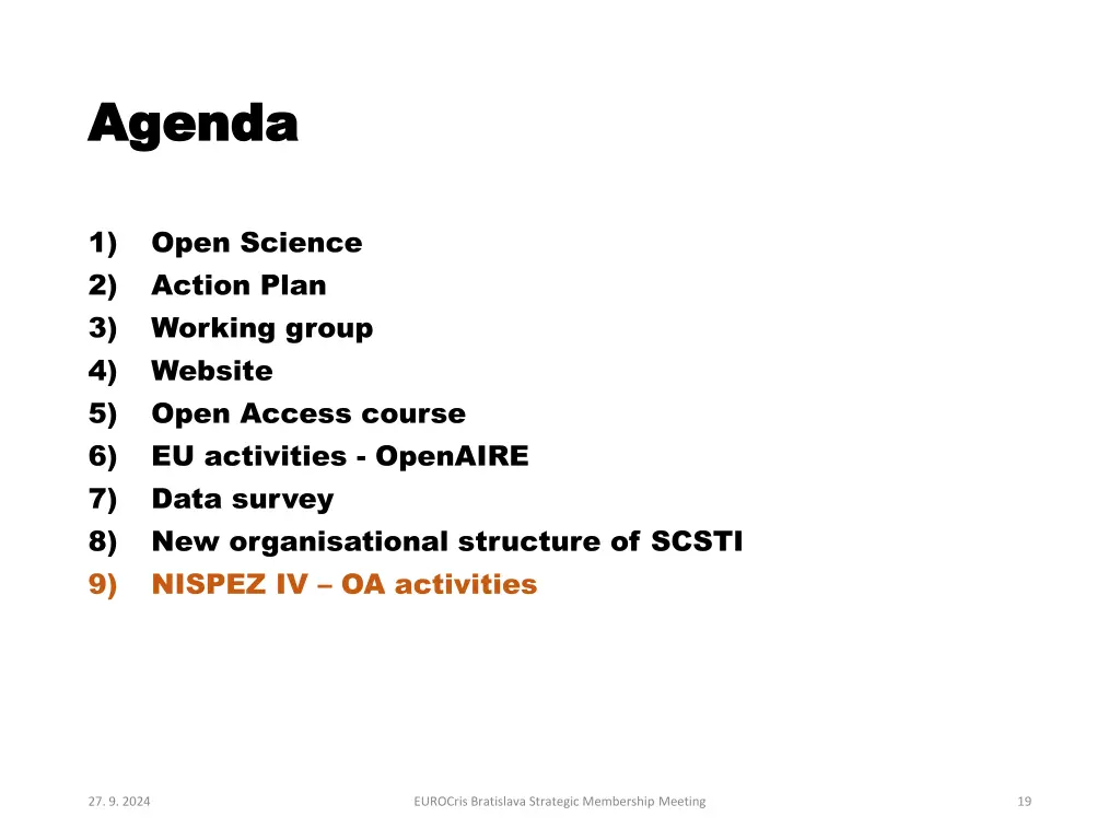 agenda agenda 8