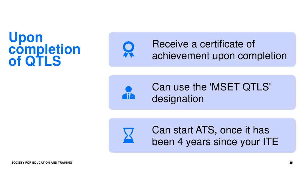 upon completion of qtls