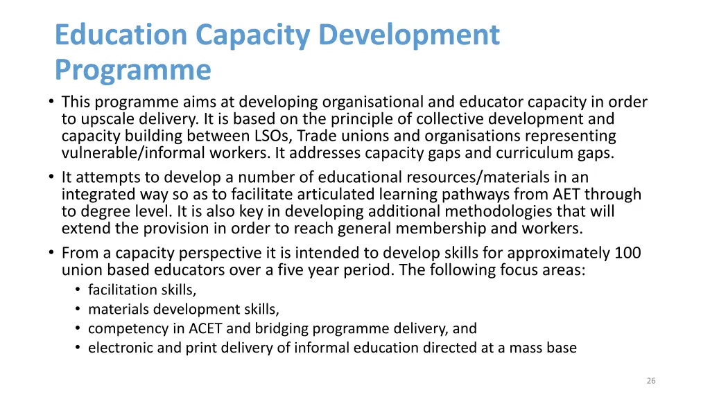 education capacity development programme this