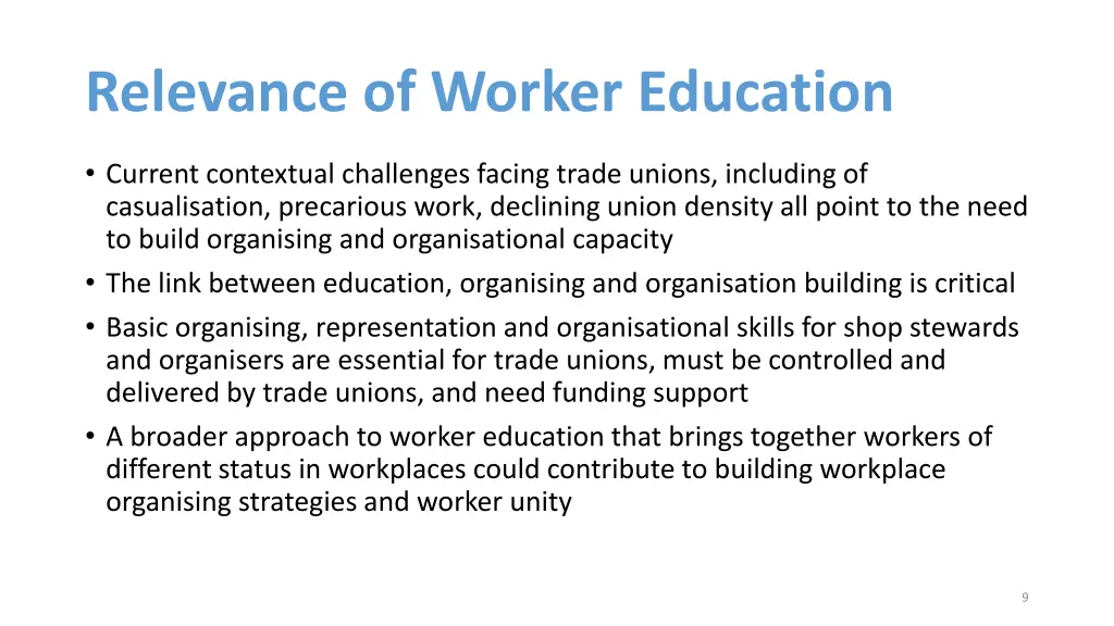 relevance of worker education