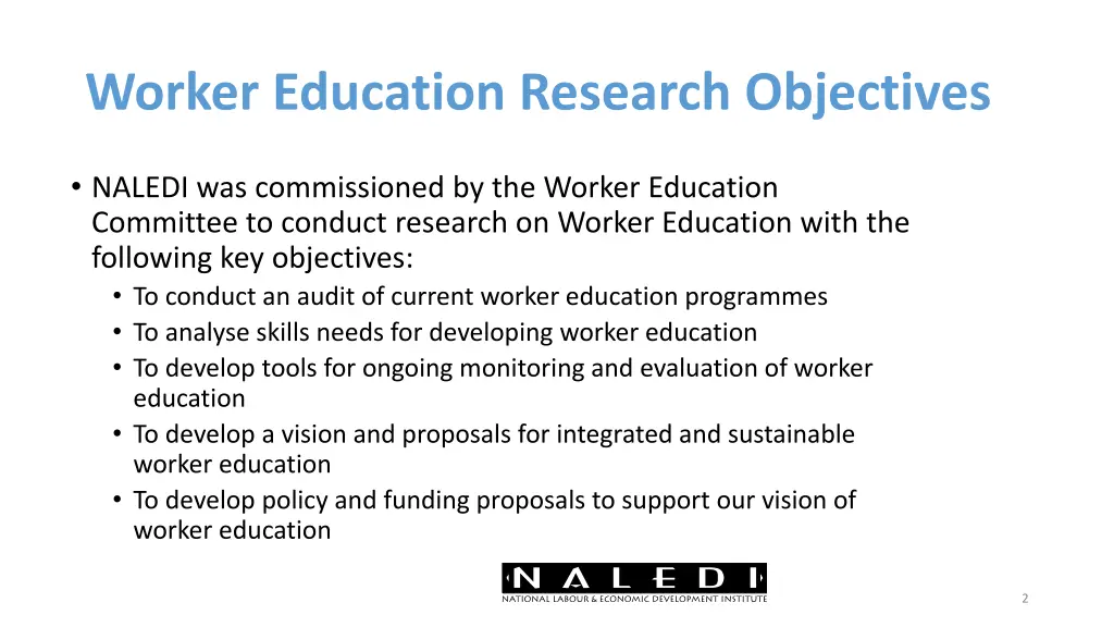 worker education research objectives