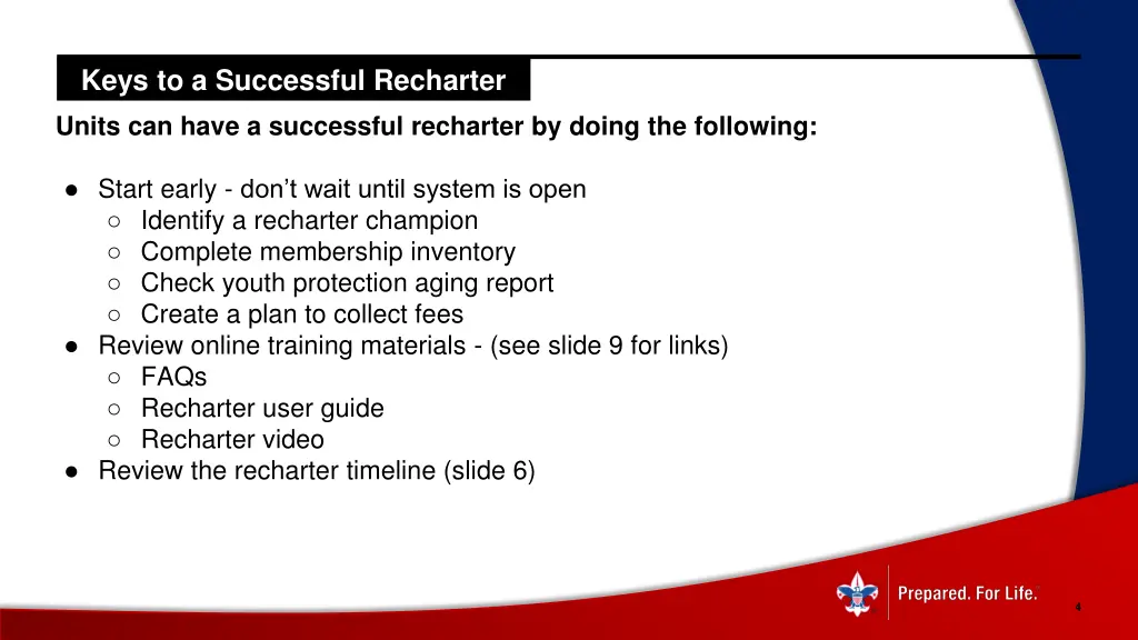 keys to a successful recharter