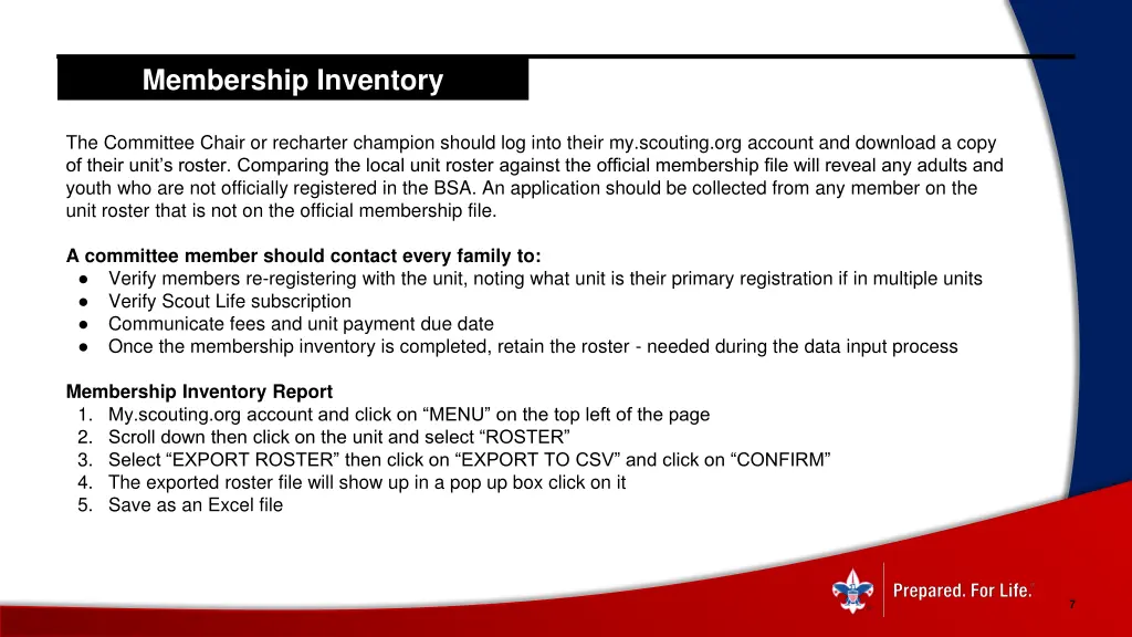 membership inventory