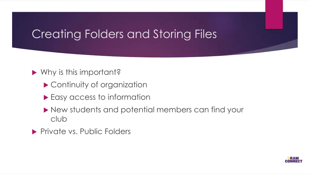 creating folders and storing files