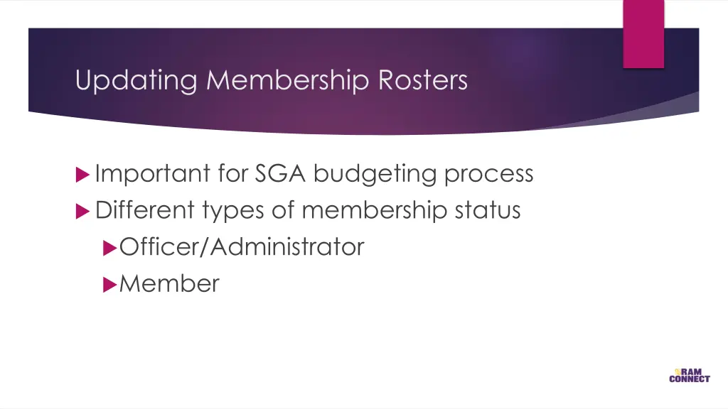 updating membership rosters