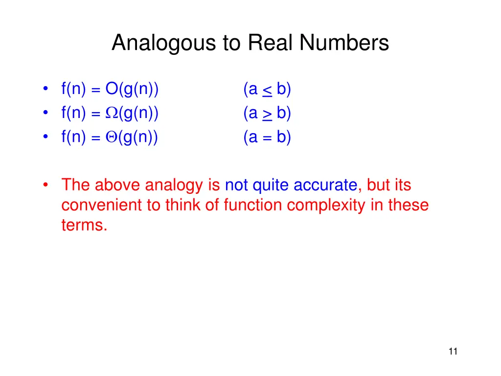 analogous to real numbers