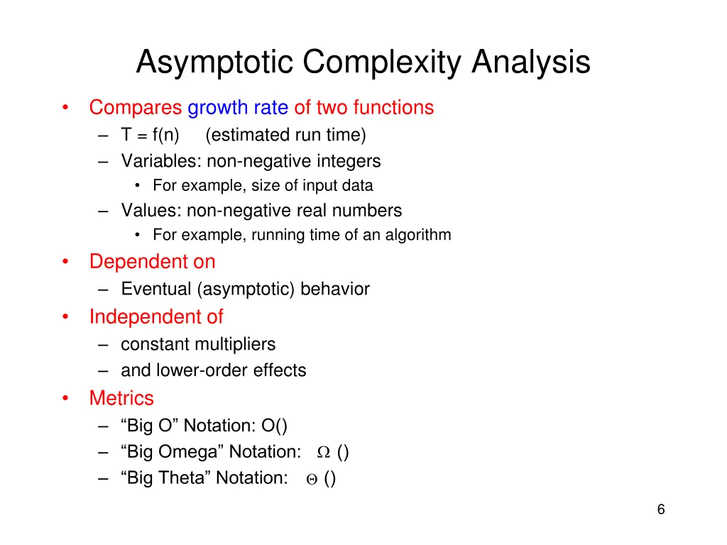 asymptotic complexity analysis