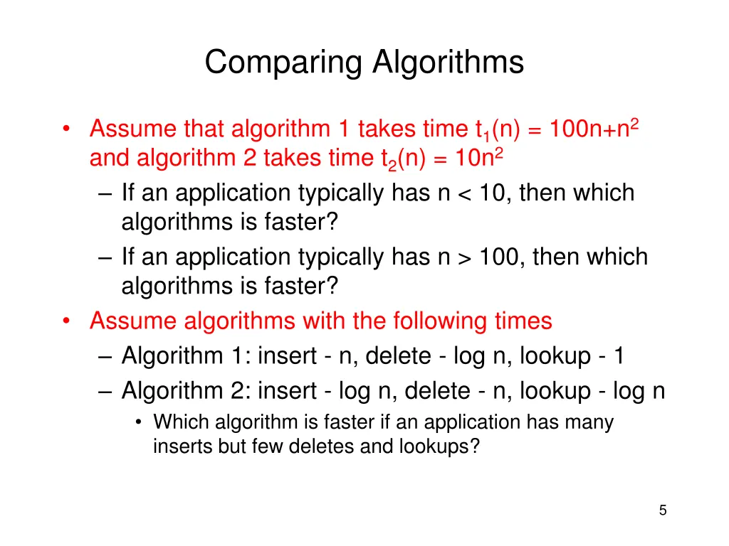 comparing algorithms