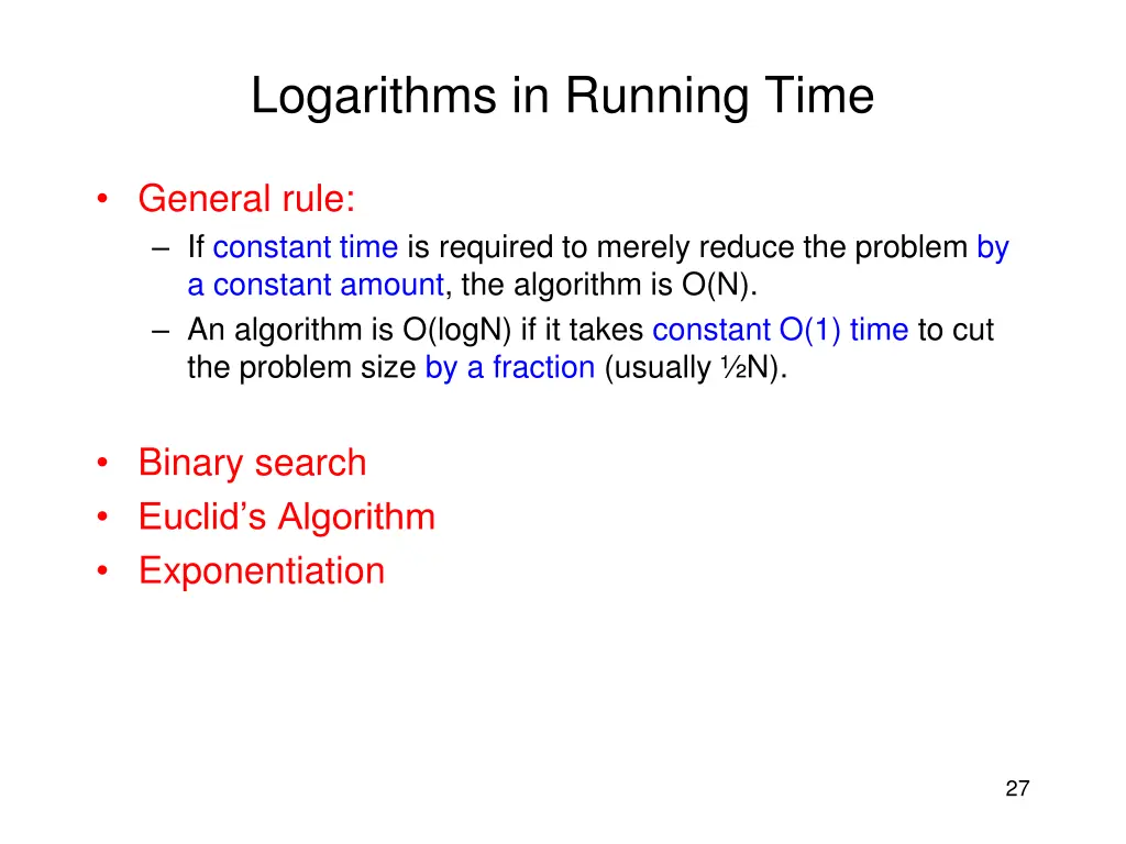 logarithms in running time
