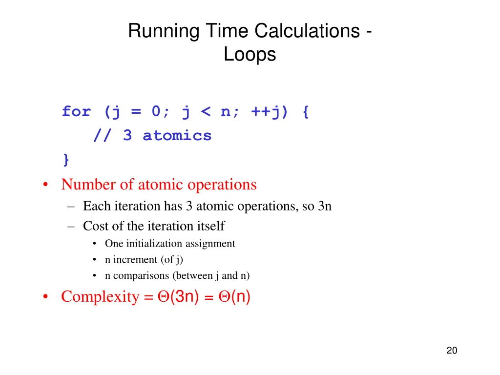 running time calculations loops