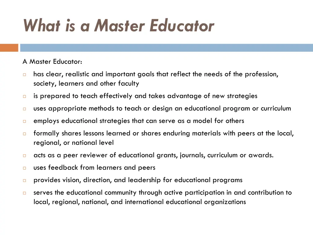 what is a master educator