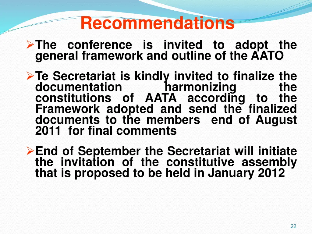 recommendations the conference is invited