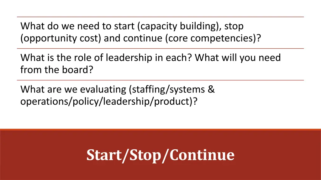 what do we need to start capacity building stop