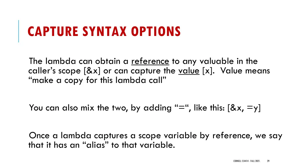 capture syntax options