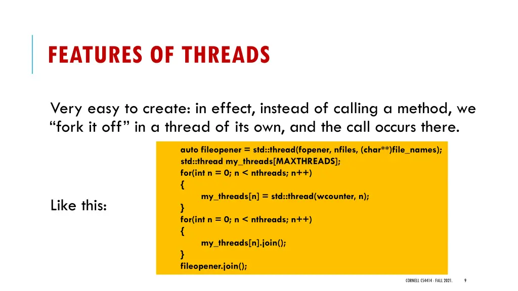 features of threads