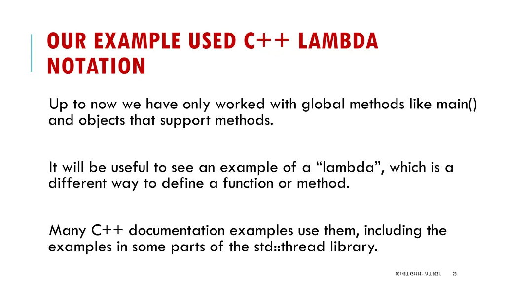 our example used c lambda notation