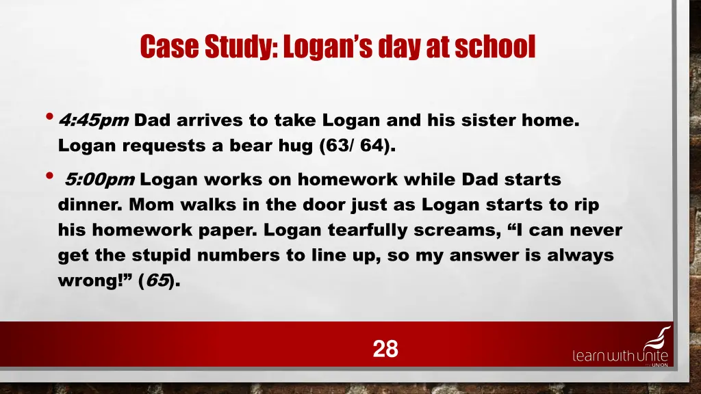 case study logan s day at school 24