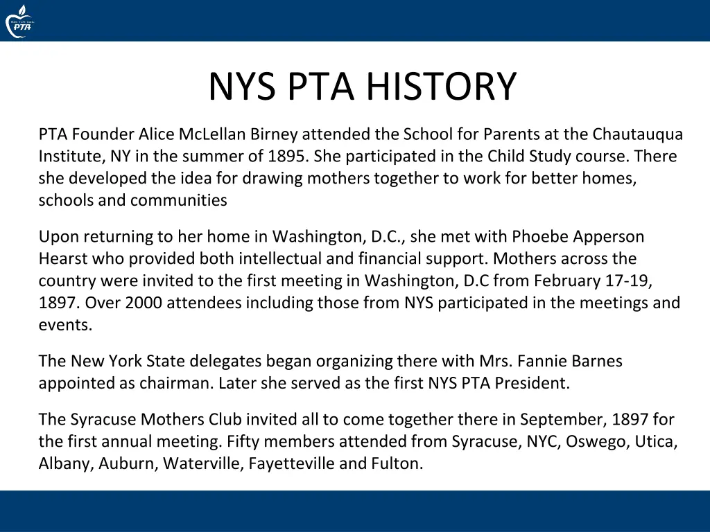 nys pta history