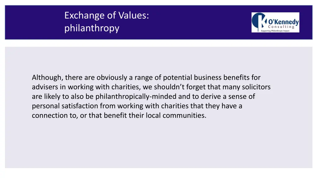 exchange of values philanthropy