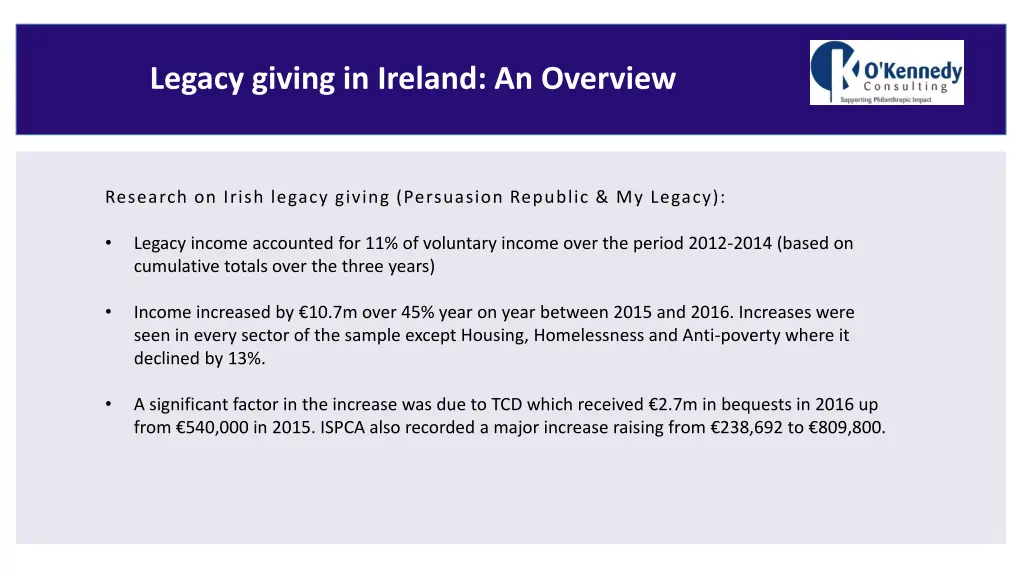 legacy giving in ireland an overview