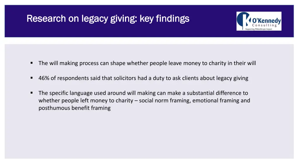 research on legacy giving key findings research