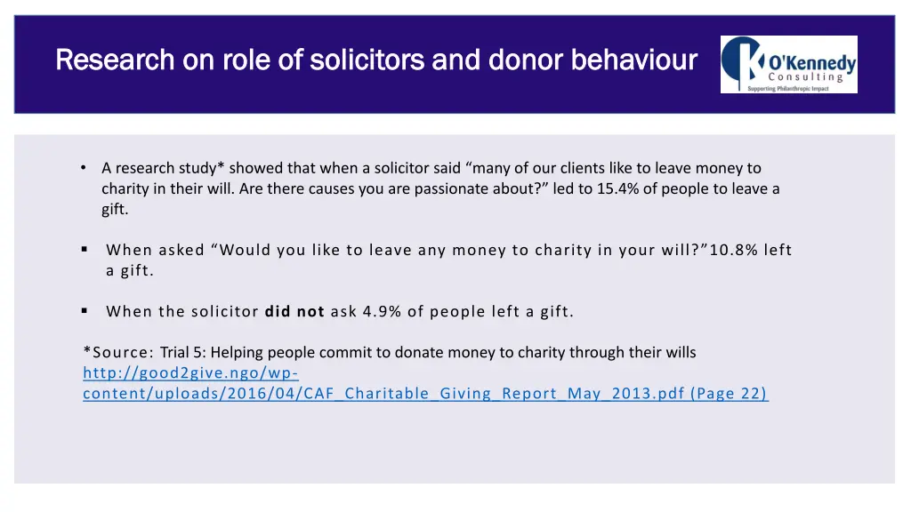 research on role of solicitors and donor