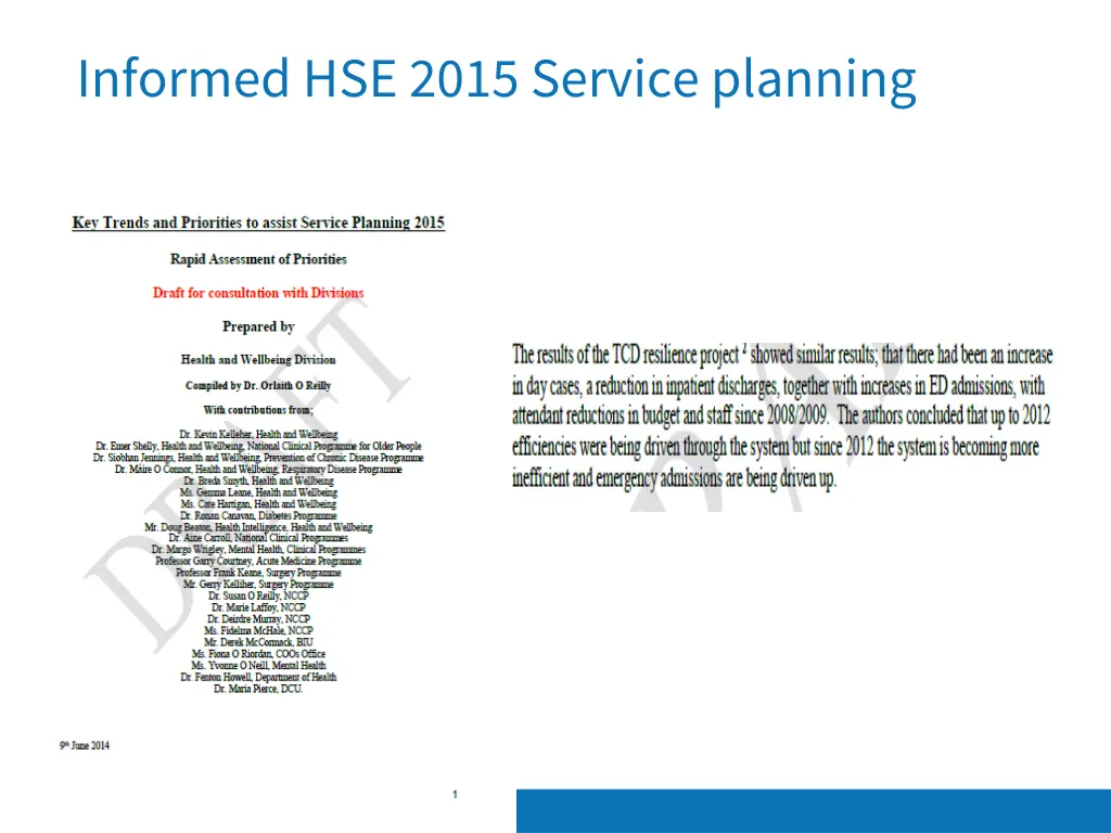 informed hse 2015 service planning