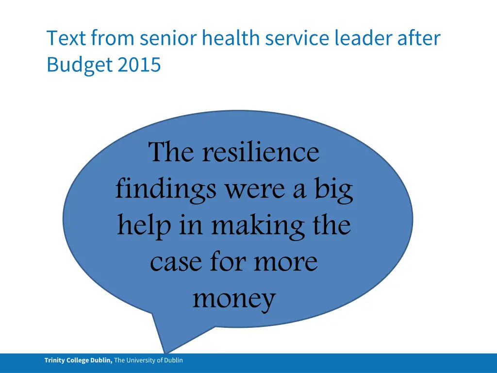 text from senior health service leader after