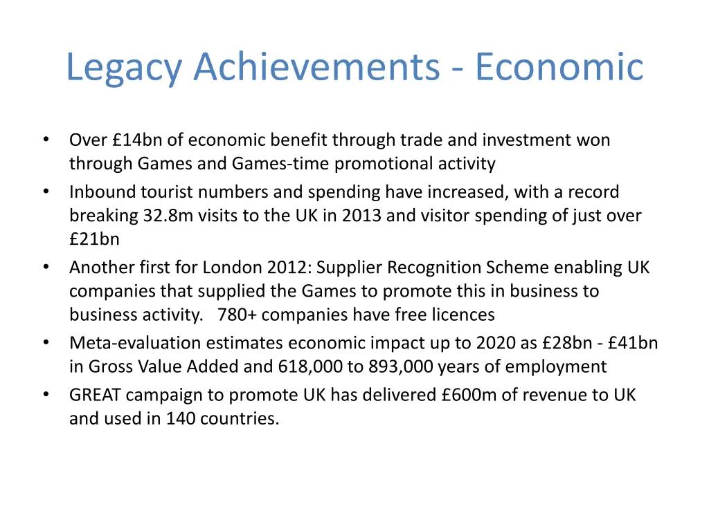 legacy achievements economic