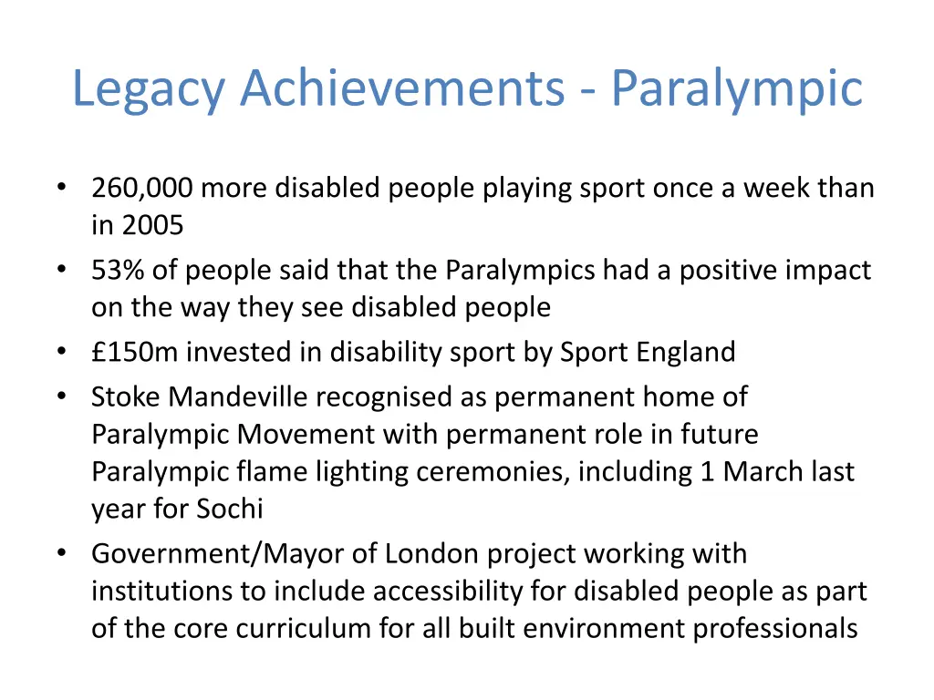 legacy achievements paralympic