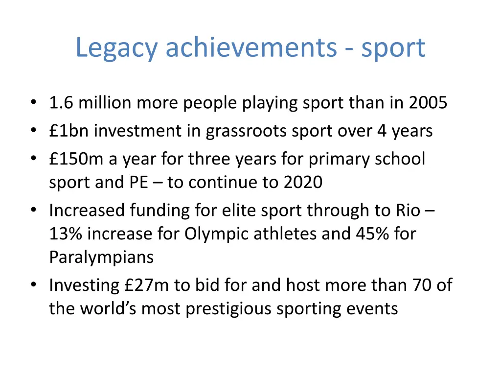 legacy achievements sport