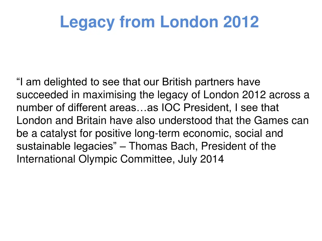 legacy from london 2012