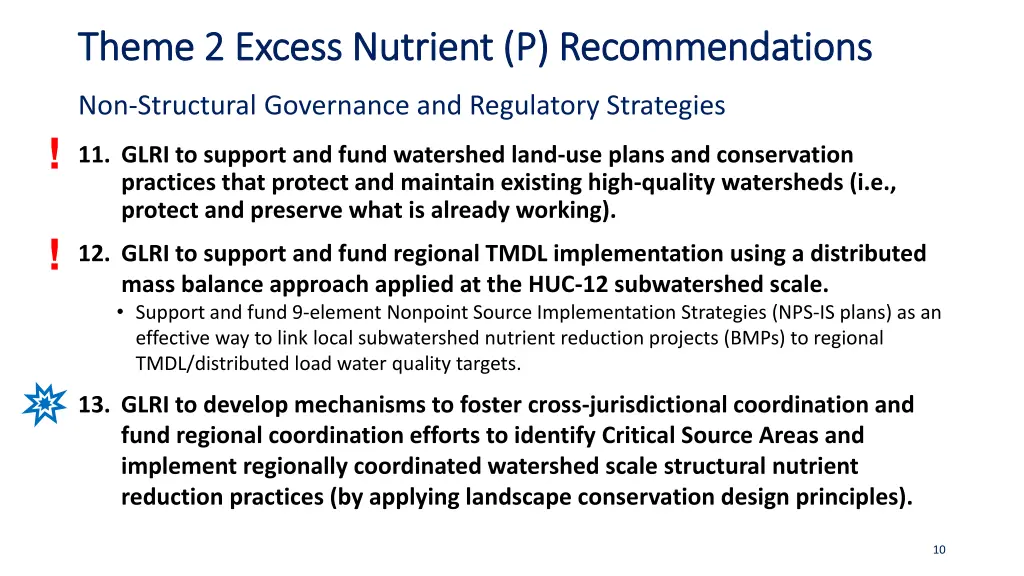 theme 2 excess nutrient p recommendations theme 2