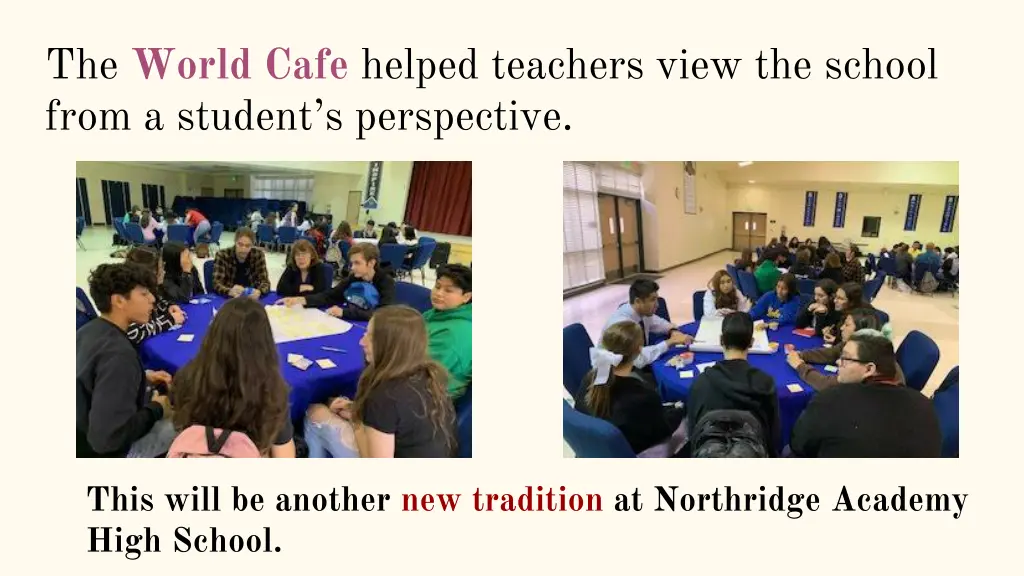 the world cafe helped teachers view the school