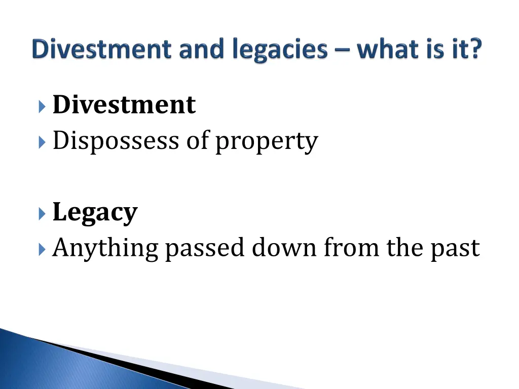 divestment dispossess of property