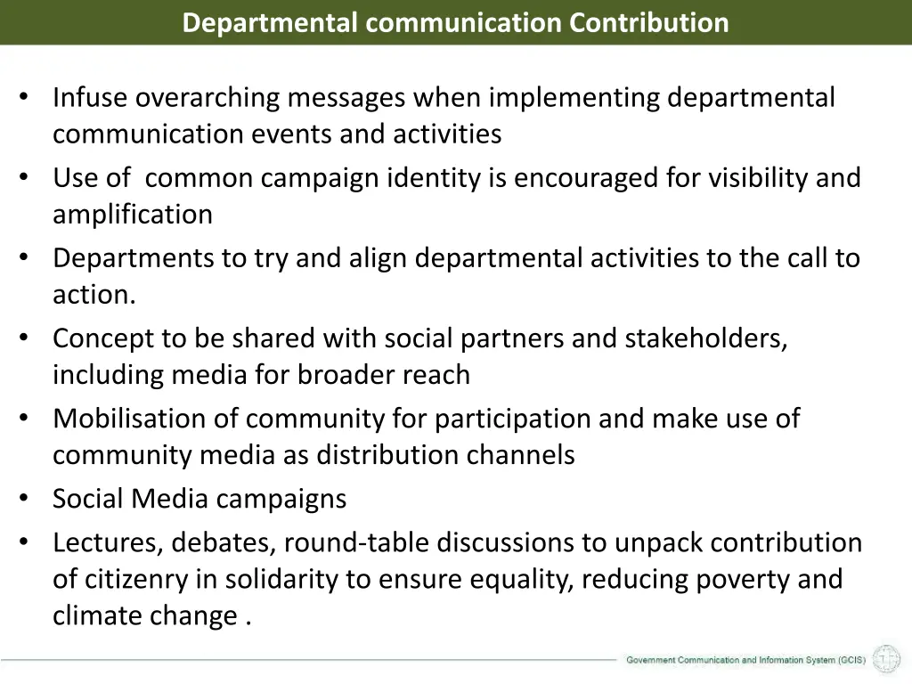 departmental communication contribution