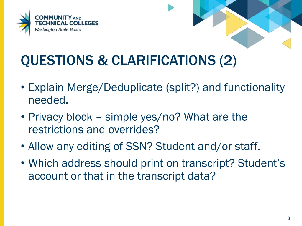 questions clarifications 2