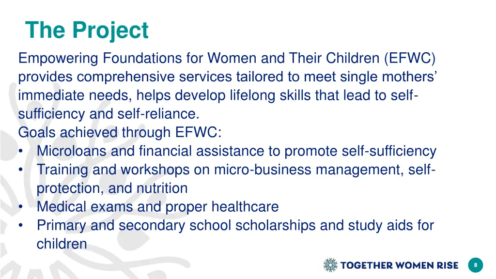 the project empowering foundations for women