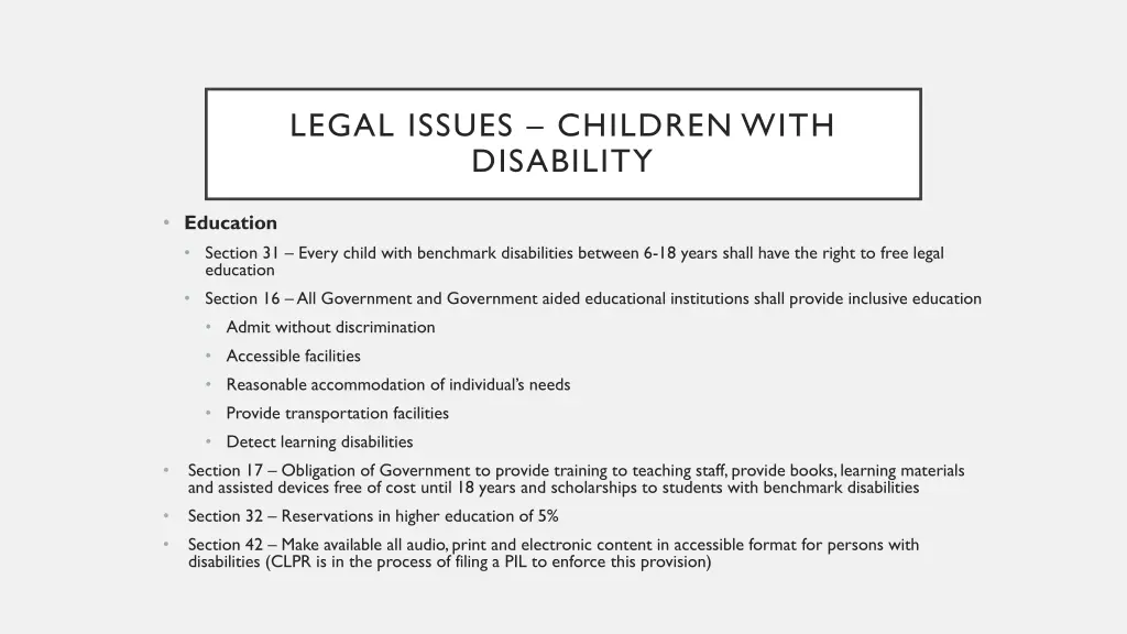 legal issues children with disability