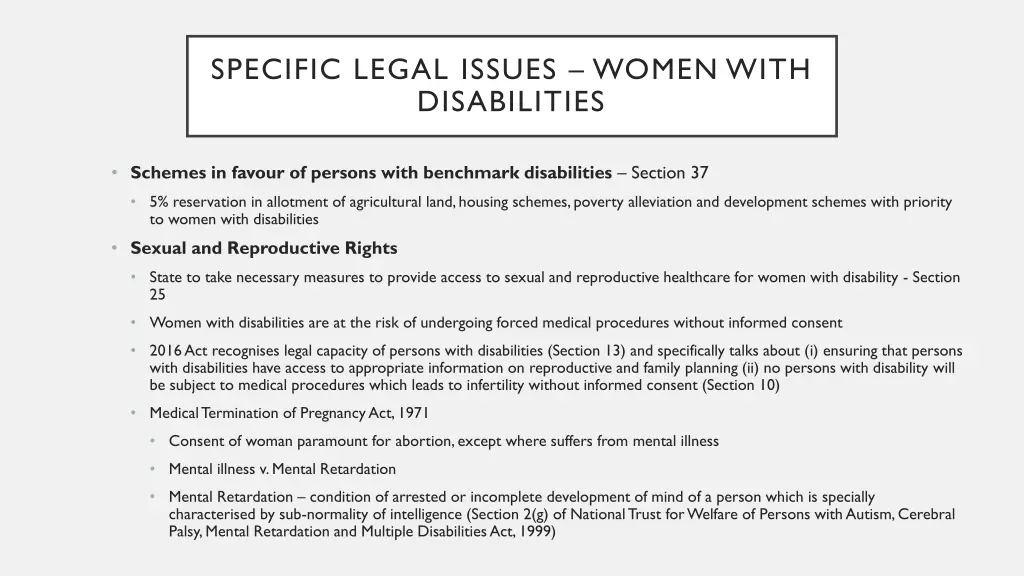 specific legal issues women with disabilities