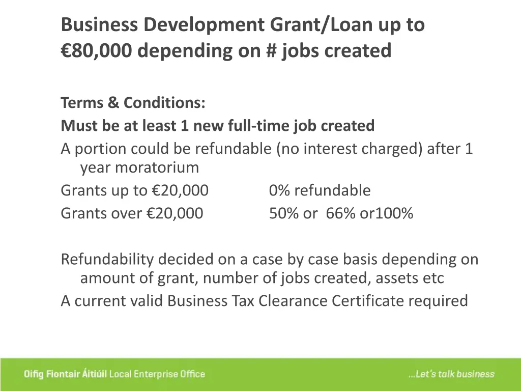 business development grant loan