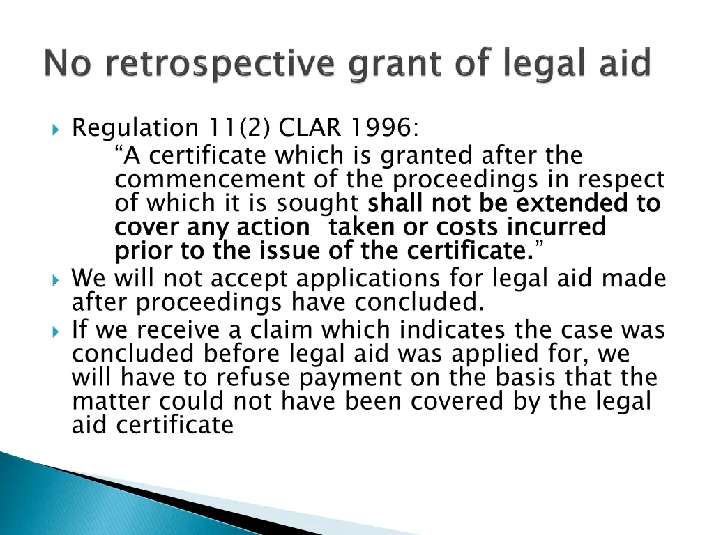 regulation 11 2 clar 1996 a certificate which