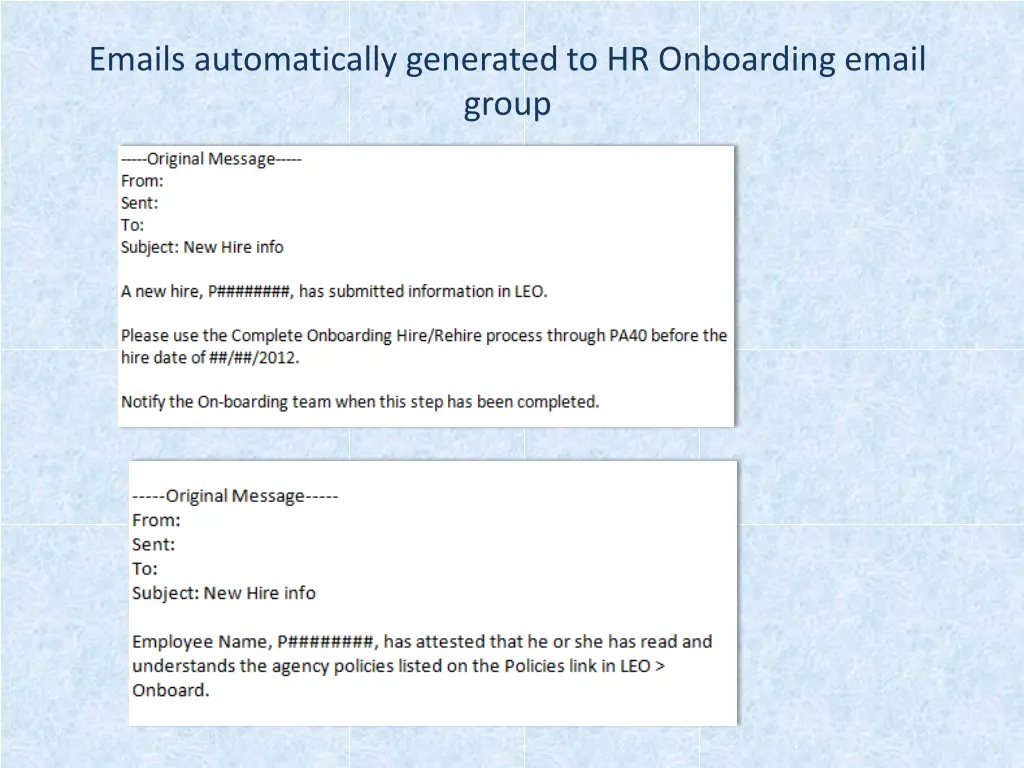 emails automatically generated to hr onboarding