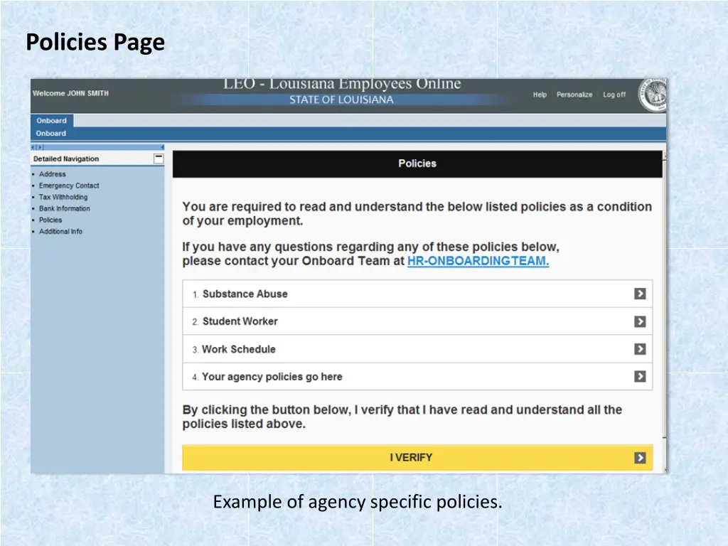 policies page